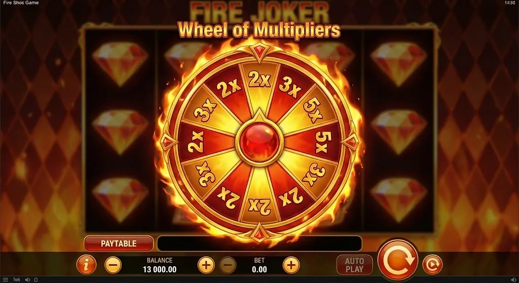 Fire Joker Wheel of Multipliers — landing the 10× sector completes the 800× maximum win